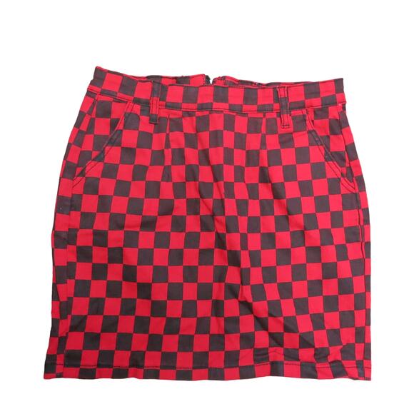 AMERICAN BAZI Mini Skirt Size M Women Red/Black Check with Zipper Streetwear - Picture 1 of 4